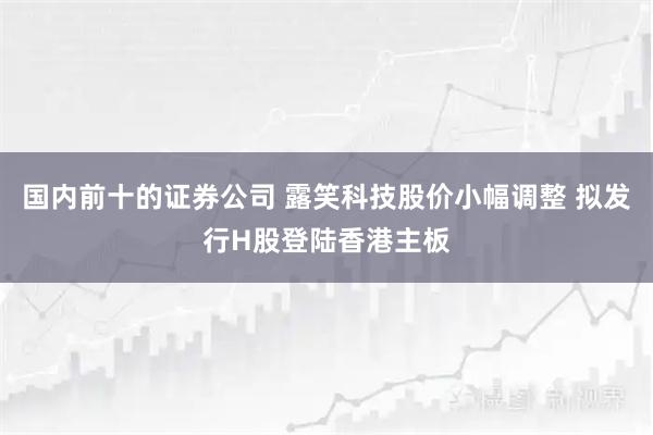 国内前十的证券公司 露笑科技股价小幅调整 拟发行H股登陆香港主板